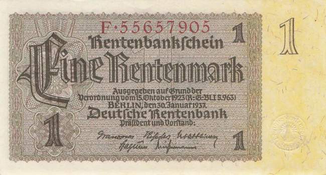 1 Rentenmark 1937 ro.166b F